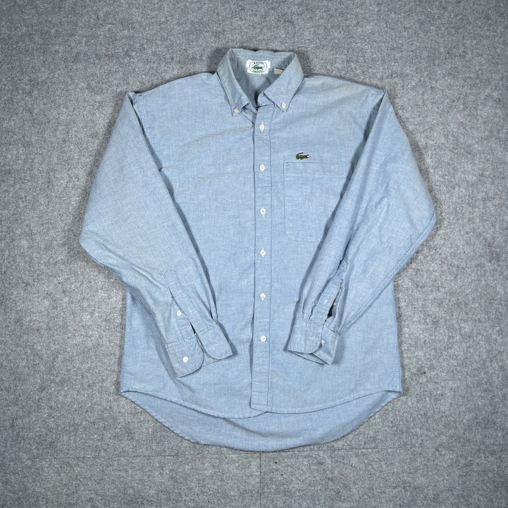 Vintage Izod Lacoste button down shirt mens Large Blue Oxford Long Sleeve Preppy